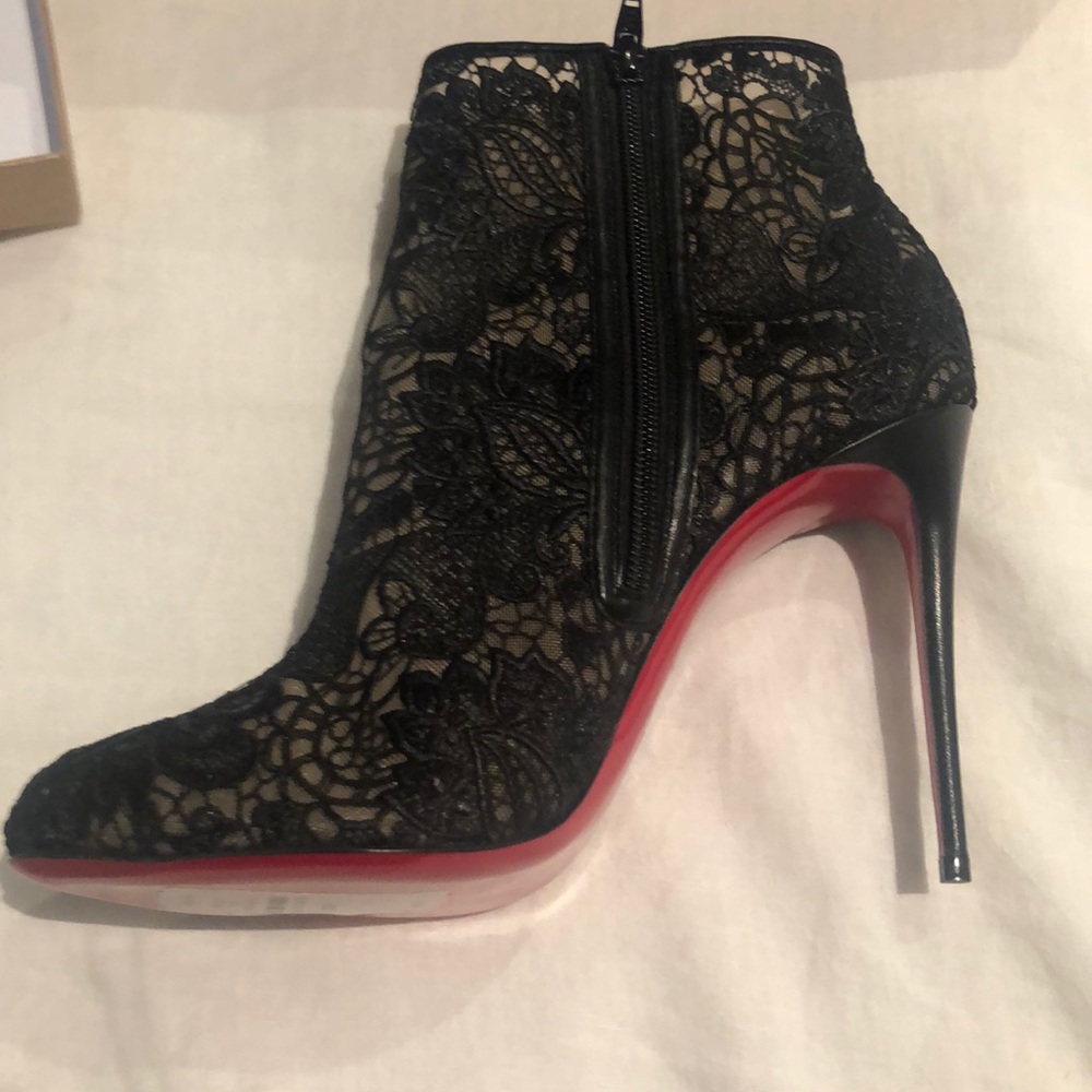 NWT Christian Louboutin Black Lace Booties